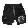 Muay Thai Kick Boxing MMA Shorts Cross Christian God Men Women Unisex Double Layer Quick Dry Breathable Sport Gym Fitness Workout