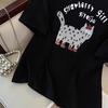 2026 Spring Women's Plus Size Thick Cotton Cat Print Short Sleeve Top