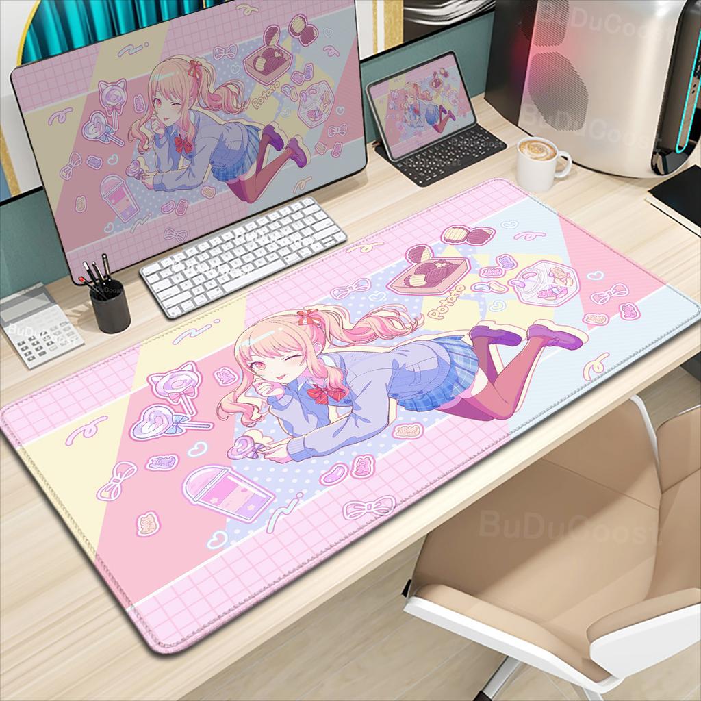 Kawaii Anime Girl Deskmat Project Sekai Birthday Character PJSK Mouse Pad Gaming XXL Antislip Mousepad Keyboard Rubber Rug