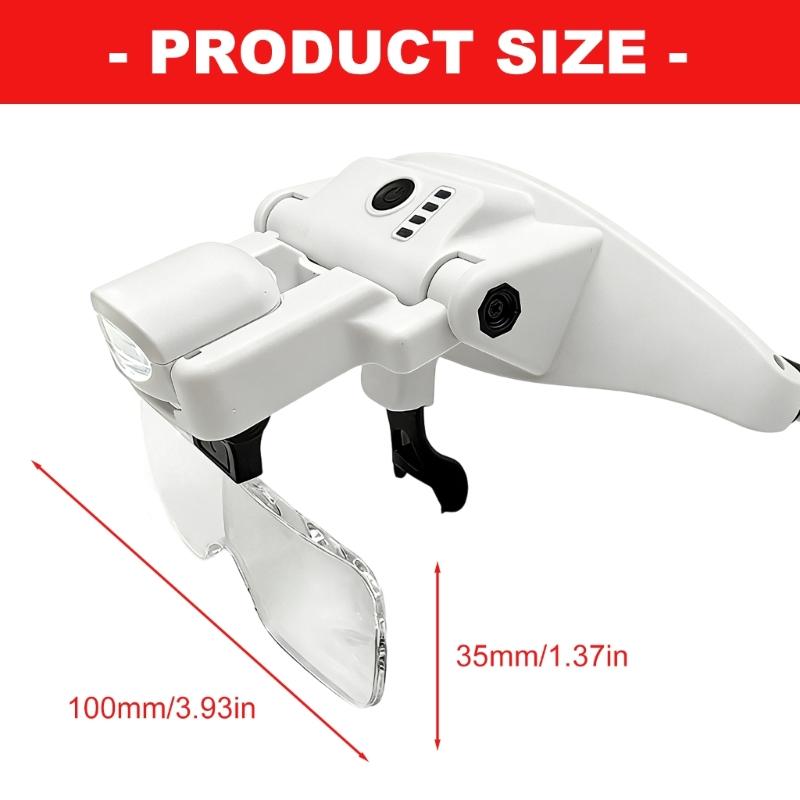 Lightweight USB Rechargeable Head Mounted Eyeglasses Magnifier With Led Light For Reading And Electronics Repair