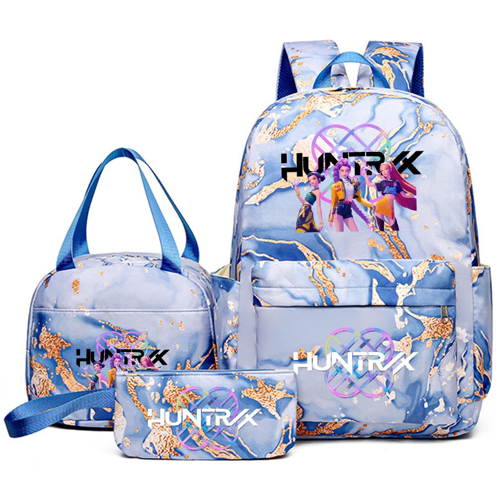 3Pcs/set Cartoon Kpop Printed Backpack with Handbag Pencil Case for Teenager Student Girl Boy Bookbag Schoolbag Women Large Capacity Travel Bag