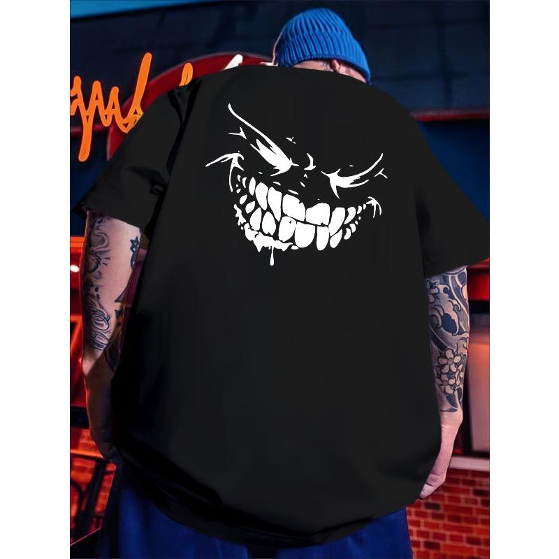 

European size Men s T-shirt For Summer, Creative Grimace Graphic Print Short Sleeve Tees For Big & Tall Males Comfortable Wear 4XL чорний