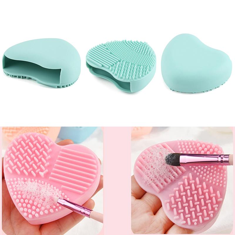 Herzförmiger Make-up-Grundlagenpinsel, Handreiniger, Silikon-Reinigungsmatte, Kosmetikwerkzeug, Reise-tragbares Schlafsaal-Zuhause-Geschenk