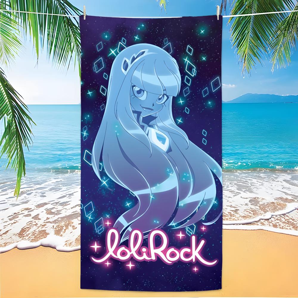 Anime LoliRock Towel Polyester Beach Towel Quick Dry Sand Free Bath Towel for Summer Pool Travel Vacation