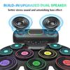 English Version Colorful Roll-Up Drum Kit – Portable Desktop Percussion Practice Set