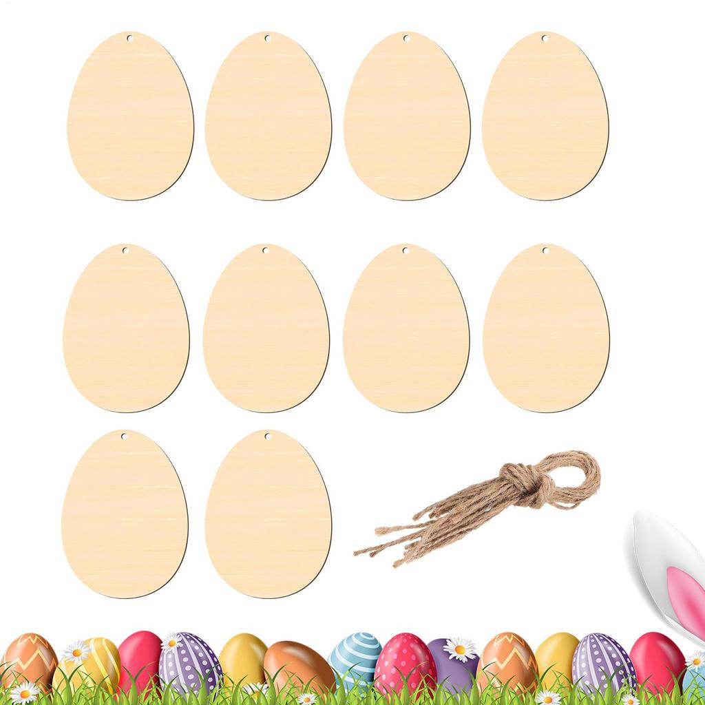 Wood Ornament Blanks Easter Eggs Paintable Holiday Pendants Wood Cutouts for School Party Home Bedroom Apartment Family