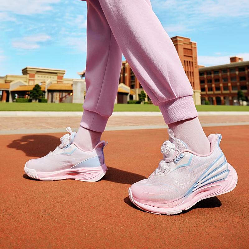 Anta Kids Fly Knight 7.0 Comfortable Non-Slip Durable Low-Top Running Shoes Kids Sneaker White Pink 322439961-1