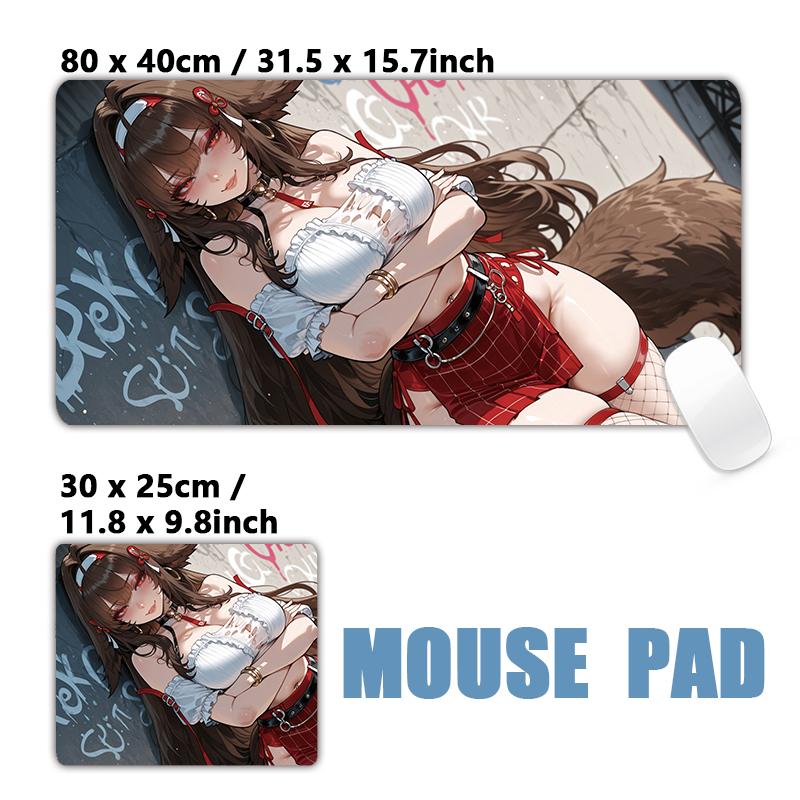 Gaming Mouse PadAntislip Stitched Edges Stylish Urban Anime Girls Graffiti Street Print Gaming Keyboard Mat for Gamers
