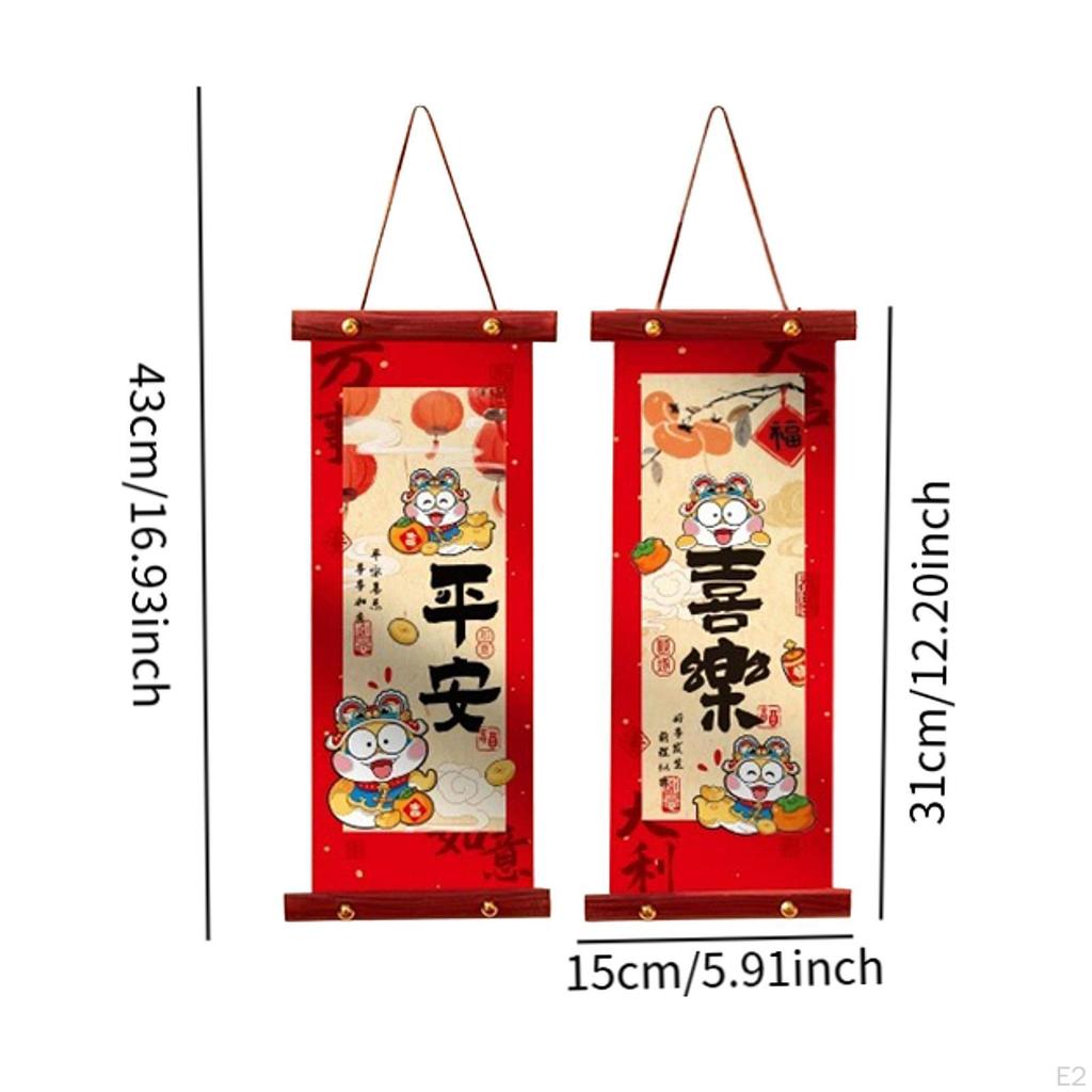 Chinese Year Hanging Scrolls Decoration 12.2x5.9inch Traditional for Home Office Decor