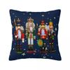 Holiday Nutcrackers Christmas Tree Pillowcase Printed Polyester Cushion Cover Decoration Pillow Case Cover Car Zipper 18''