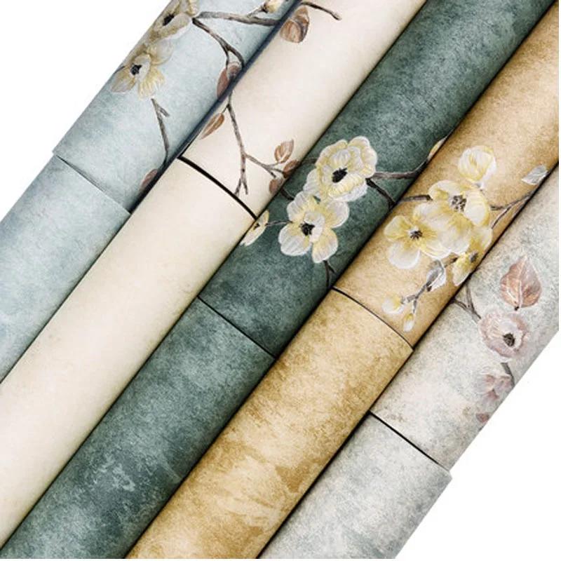 Retro Plum Blossom AB with Self Adhesive Wallpapers  Bedroom Living Room Restaurant Home Decoration Wallpaper Self Adhesive