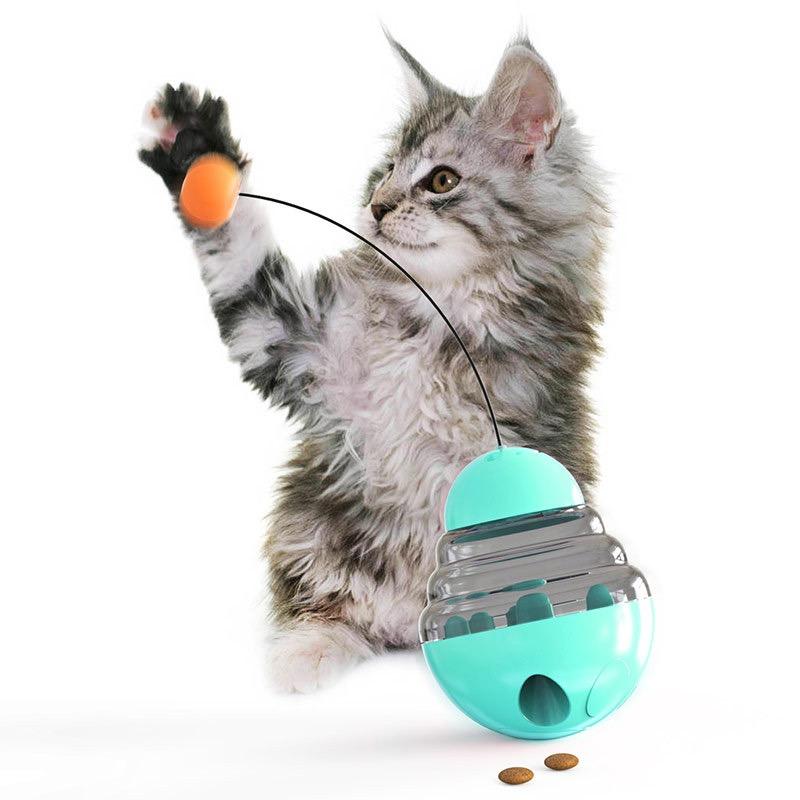Kinghotpet s Pet Products Turntable Tumbler Cat Food Dispenser Interactive Toy with Bell