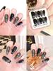 Trendy Black Cat Eye Manicure Stickers Sparkling Gems And Handcrafted Design