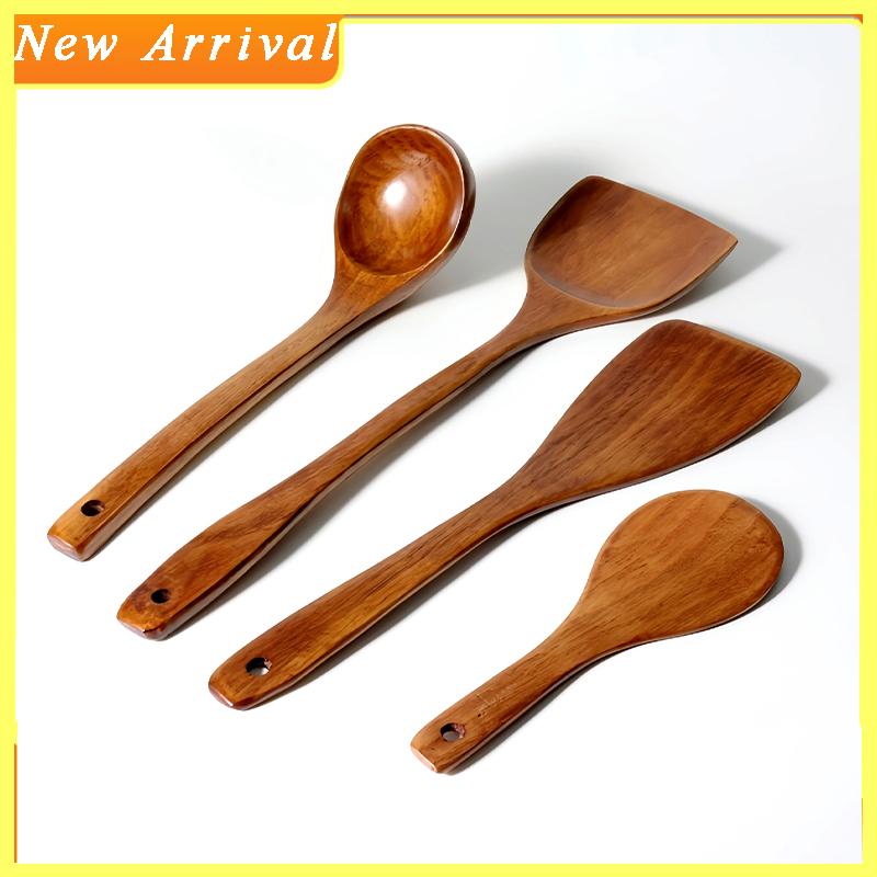 Cooking Spatula Set Non Stick Pan Special Stir Fry Spatula Heat Resistant Wooden Soup Spoon Reusable Rice Scoop for Kitchen