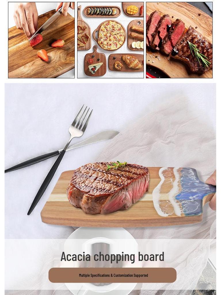 Acacia Wood Cutting Board with Resin Inlay - River Beach Pattern Chopping Board.