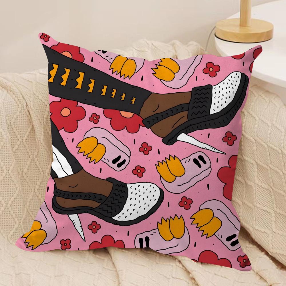 Everything On Shoes Cushion Cover Soft Plush Fabric Double-Sided Printed Sofa Cushion Cover for All Seasons Home Decor Gift