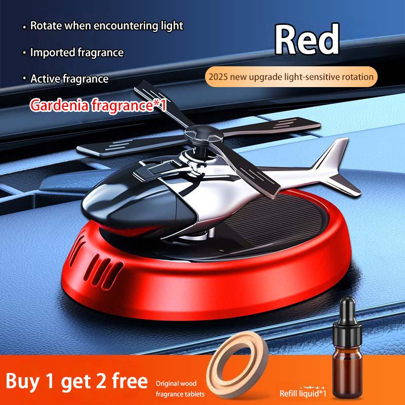 Solar Powered Rotation Helicopter Solar Aromatherapy Car Air Freshener Alloy+ABS Wooden Fragrance Auto Aroma Diffuser 2025