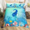3D Octopus Sea Turtle Duvet Cover Retro Sailboat Crab Reptile Bedding Set Marine Mediterranean Style Jellyfish Comforter Cover