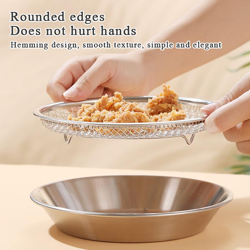 Stainless Steel Round Drain Tray Oven Safe Nonstick Oil Draining Baking Pan for Low Fat Cooking Meals
