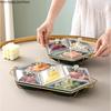 3 Grids 5 Grids Ceramic Snack Tray Acrylic Cover Metal Base Snack Platter Fruit Tray Dried Fruit Plate Salad Bowl Dessert Bowl