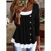 JPNTKY Women's Fashion Casual Long Sleeve U-Neck Blouses & Shirts