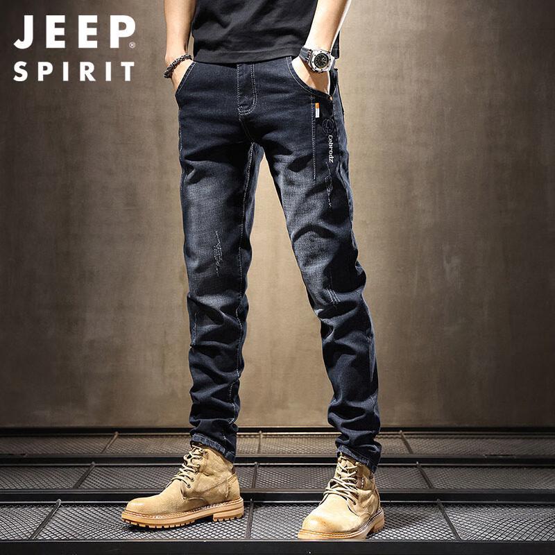 JEEP SPIRIT Men's Autumn/Winter Stretch Slim-Fit Jeans