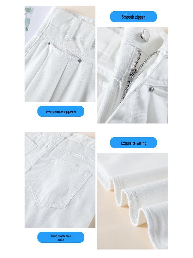 Damen Weiße Tencel High-Waist Wide-Leg Jeans - Sommer 2024 Kollektion