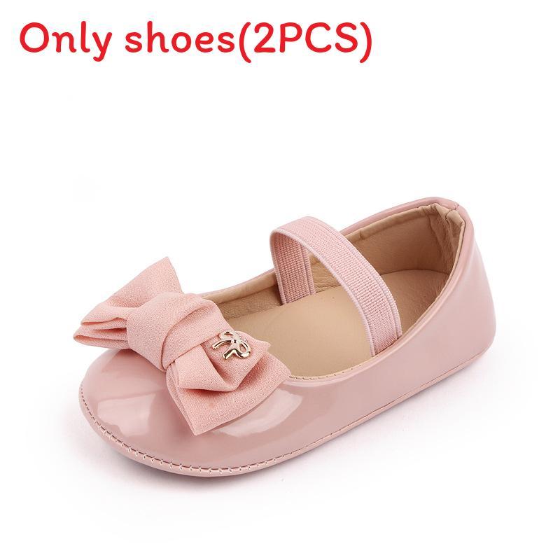 

Baby Girl Princess Shoes With Bow Decoration And Solid Color For Toddler Walkers 13cm рожевий