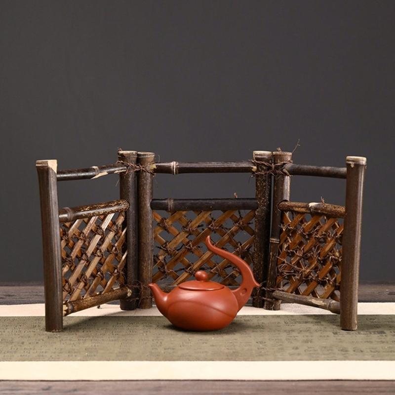 Bamboos Fairys Garden Fence Miniature Fairys Garden Accessories Wooden Decorative Picket Fence for Dollhouses Accessories