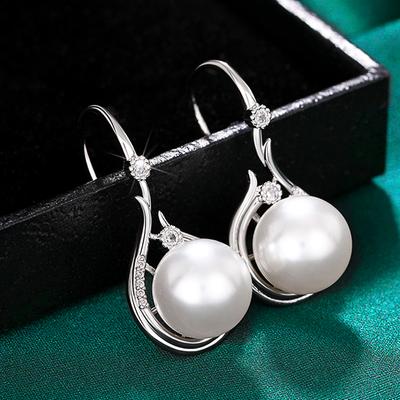 Orecchini pendenti Huitan eleganti con perle finte da donna per fidanzamento, matrimonio, estetica del colore, orecchini da donna, gioielli alla moda