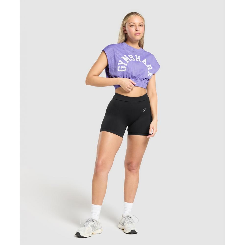 Gymshark Top Crop Grafic din Plasă Record Violet B4b1l Pb56