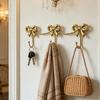 Portasciugamani da Bagno in Ferro Battuto con Arco Triplo Gancio, Appendiabiti Decorativo da Parete, Stile Gancio Elegante Francese Organizer in Metallo Dorato per Ingresso e