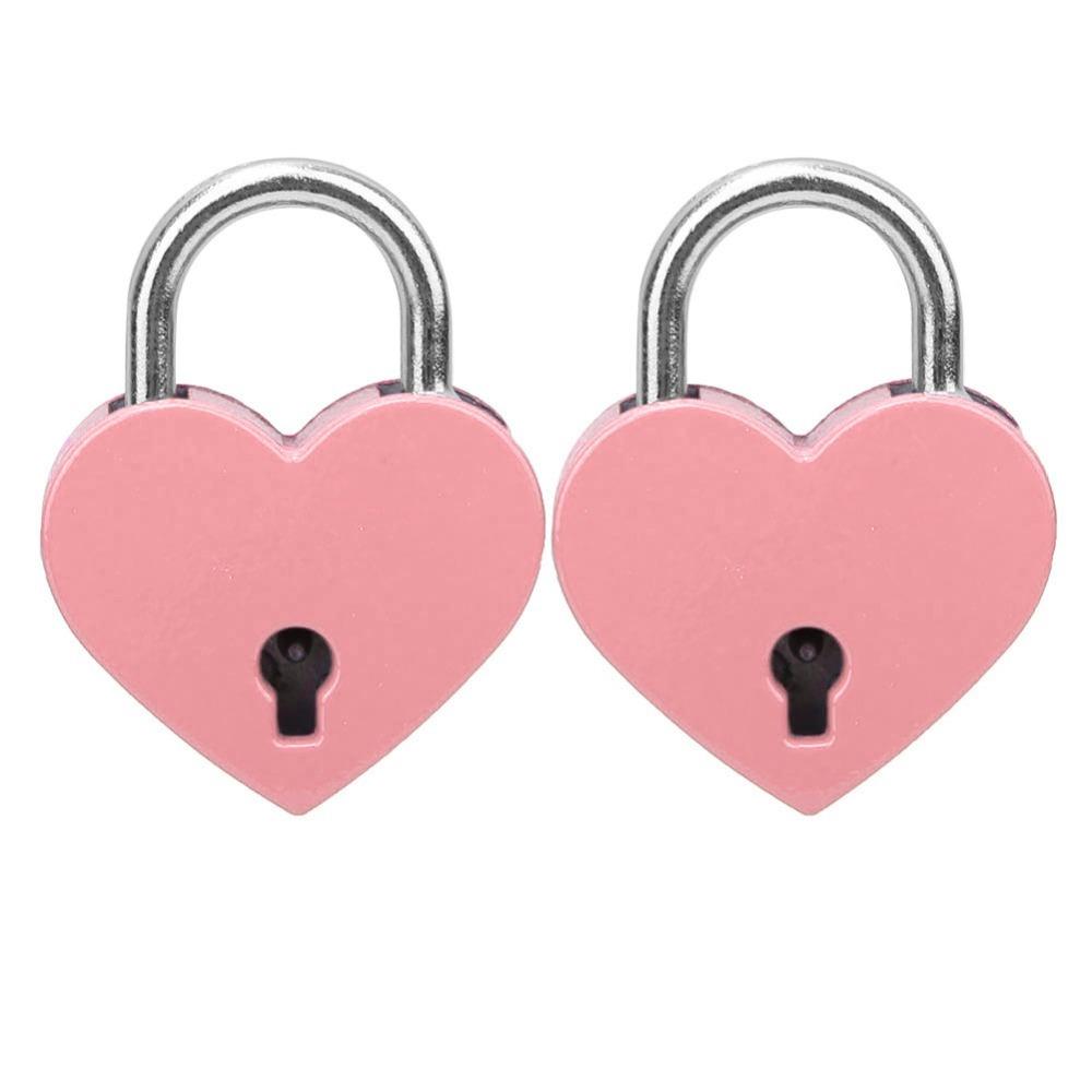 2pcs 30x39mm Mini Padlock With Keys Love Lock Padlock Mini Heart Shaped Padlock Handbag Decoration