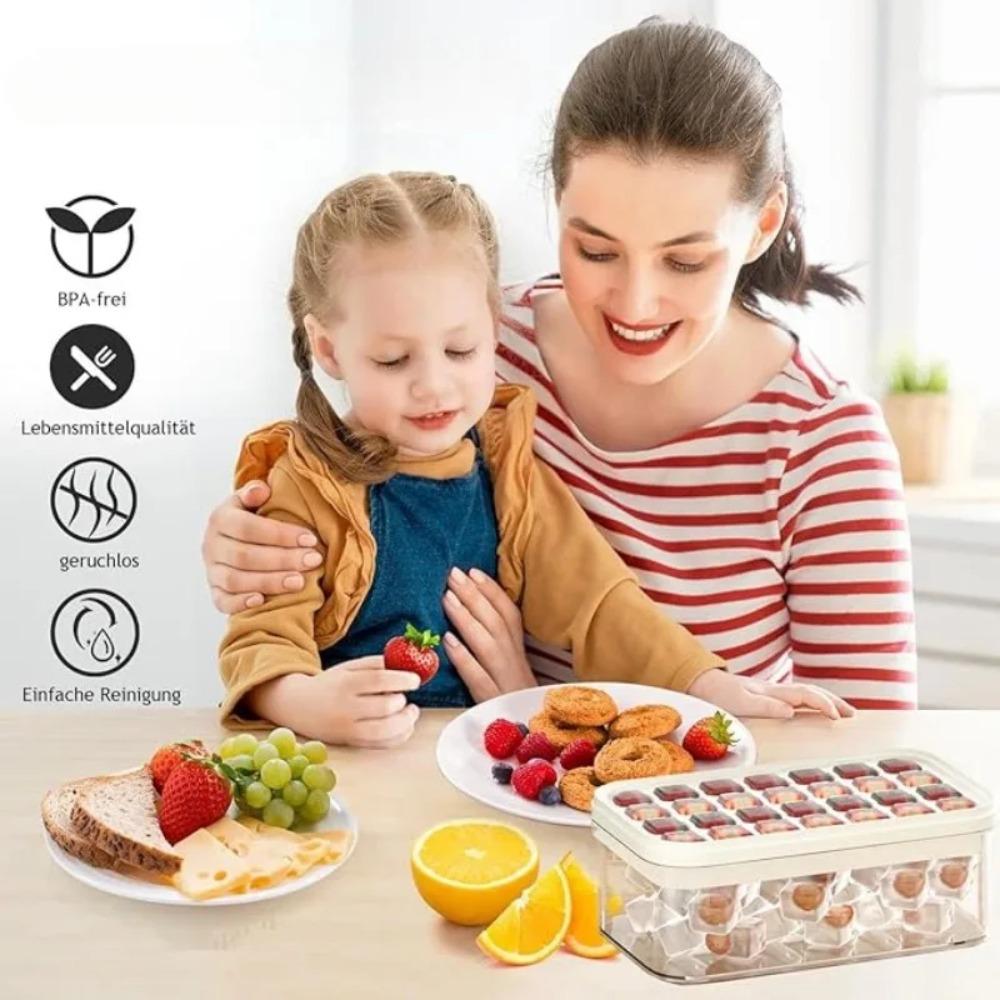 28/56 Grid Large Capacity Silicone Ice Cube Tray Press-Type with Lid Mold Ice Mould Box for Bar Gadget Kitchen Accessories