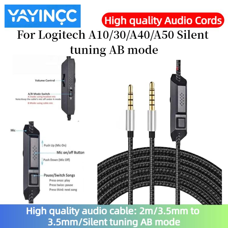 High quality audio cable For Logitech A10/30/A40/A50 Headset  Silent tuning AB mode 3.5mm to 3.5mm plug braided wire