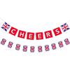 2 Pieces British Party Garland Cheers British Banner Garland UK Flag Pennant Banner for Hanging Coronation Union Jack Party Decoration