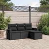 Vidaxl 4-Cz. Set da Salotto per Giardino, Cuscini, Rattan Nero PE