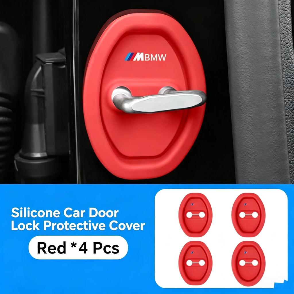 JYPK6 Silicone Car Door Lock Cover Protector Car Sticker for BMW Anti-rust Mute Switch Lock Sleeve Auto Door Protection Decor Interior