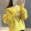 Women's Autumn Korean Style Versatile Crew Neck Loose Sweater Knitwear Short Pullover Base Layer Top