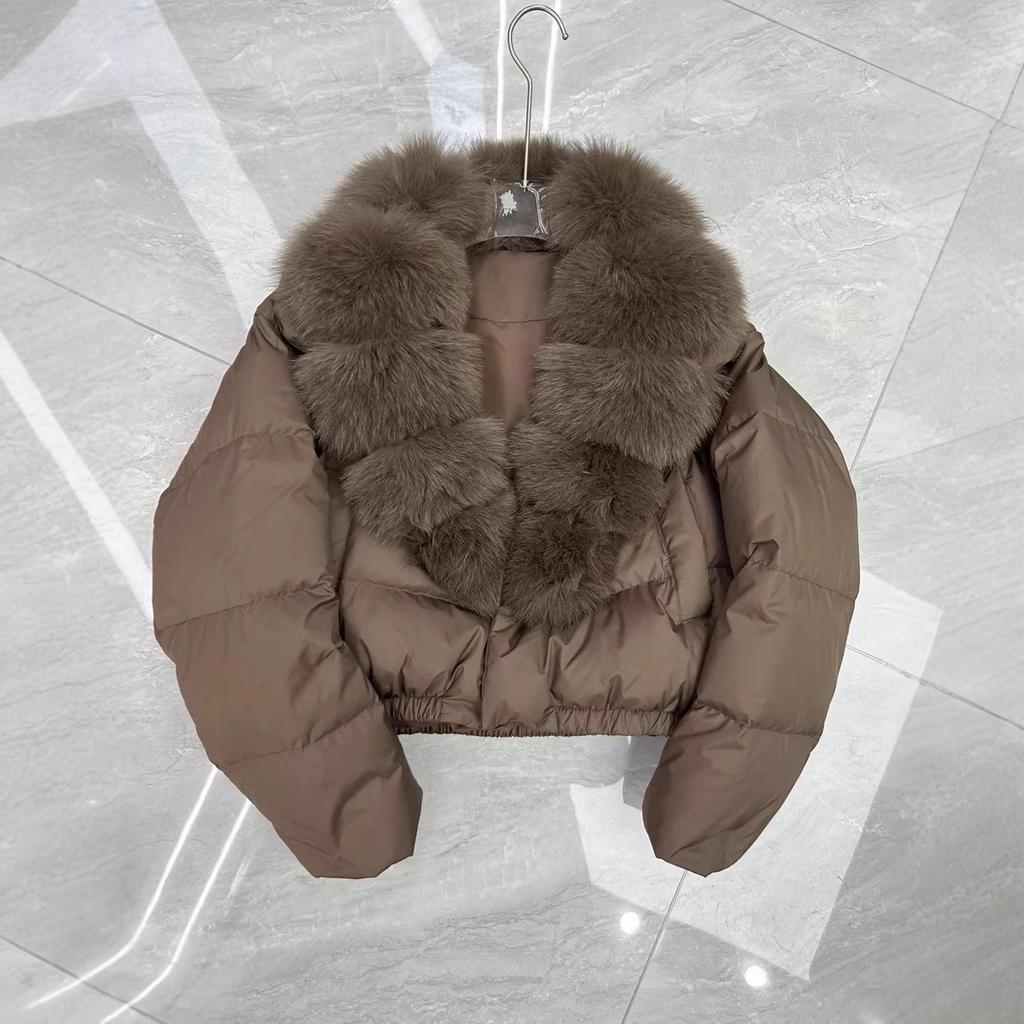 New cotton clothes women's fashion collar winter foreign style women's coat women's feather anti-warm fox hair short