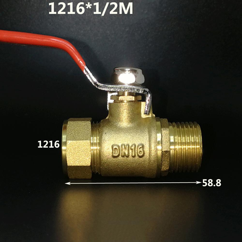 Brass Nickelage DN15 DN20 Male/Female Thread Ball Valve 1216/1418/1620/2025/2632 Pex Pipe Fitting Aluminum Plastic Pipe Fittings
