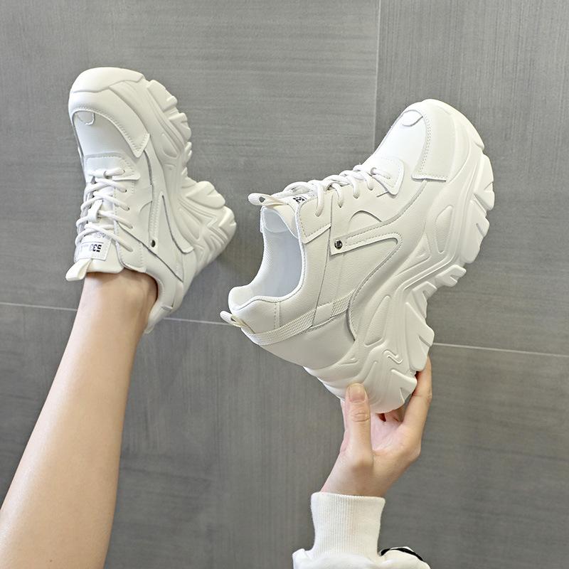 Spring and Autumn women's shoes new muffin thick sole inner height increase leisure sports single shoes women's shoes lace up