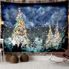 Tapiserie cu scenă de zăpadă în pădure de Crăciun, agățat pe perete, cadou de Anul Nou, elan, stil boem, perdea de pat, dormitor, decor acasă