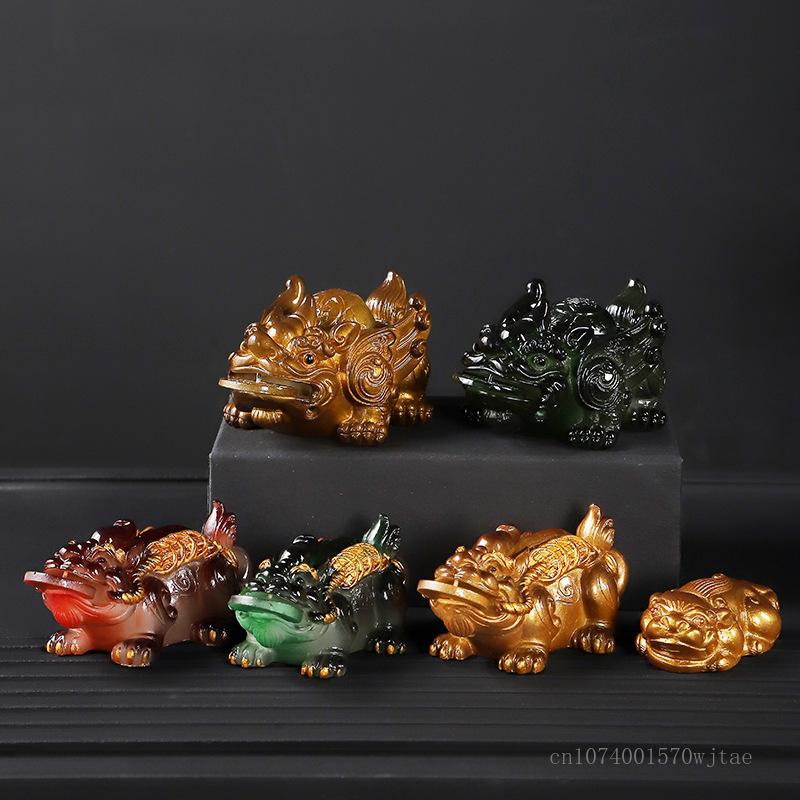 Color Changing Changing Wealth Resin Tea Pets, Water Sprinkling Pixiu Creative Tea Set Accessories Boutique Small Ornaments, 1Pc