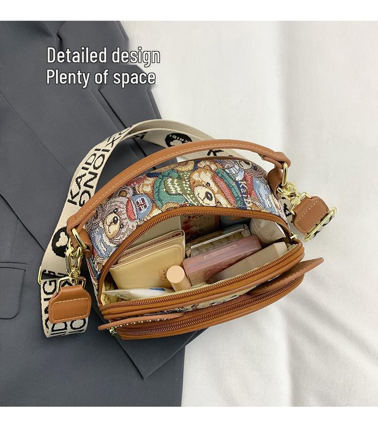 Hello Kitty 25th Anniversary Women's Color Block Crossbody Bag with Cute Bear Design