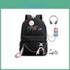 Stray Kids Canvas Backpack With Letter Design For School And Daily Use