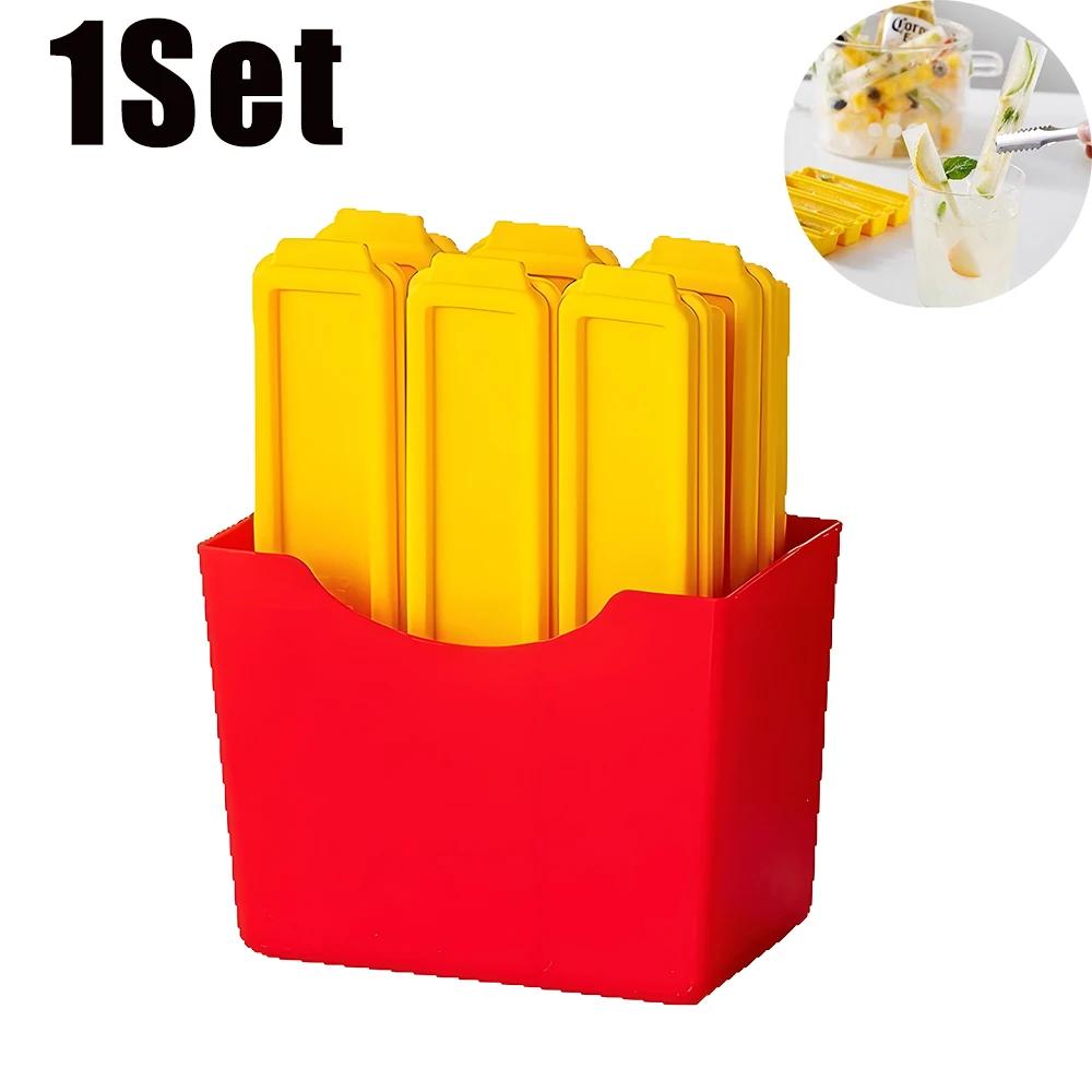 

French Fries Ice Tray Long Strip Mold Household Ice Stick Maker Freezer Stackable Ice Cube Box Frozen Ice Tool Storage Container