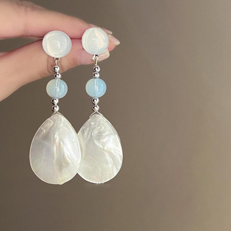 

Water drop shell fringed earrings retro simple long earrings personalized versatile earrings women