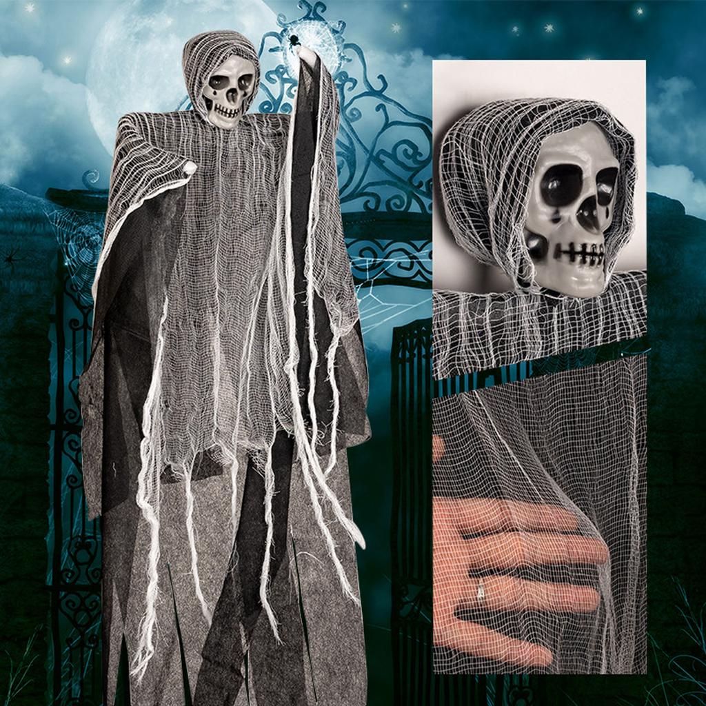 Realistic Skeleton Cloth Hanging Decoration For Halloween Yard Party Outdoor Scary Ghost Scene Setup With Durable Plastic Fabric Material