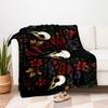 "Dark Gothic Floral Skulls Wall Art Print"Blanket Flannel Throw Blanket for Sofa, Bed, Travel, Camping, Office, Couch, Chair, And Bed Gift f